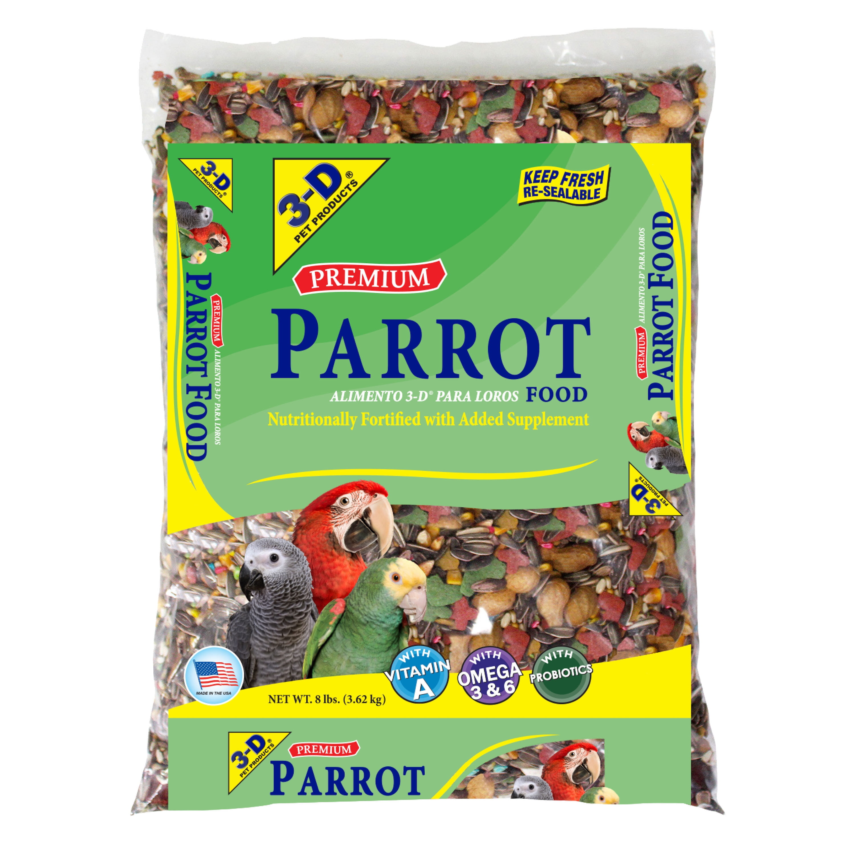 Various types of parrot food