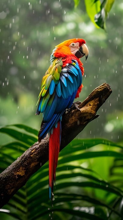 A friendly colorful parrot