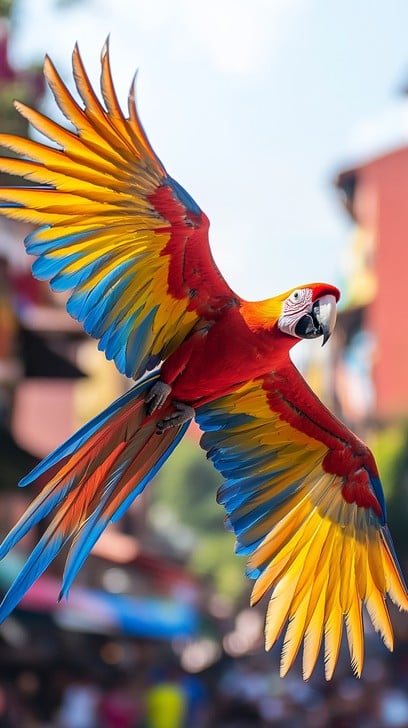 Colorful parrot wings